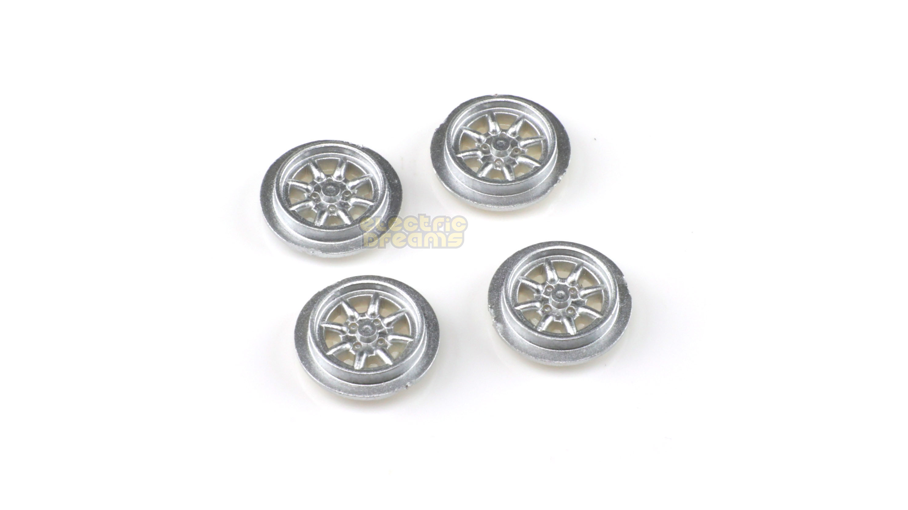 Team Slot T13002 - 13mm Pro Wheel Inserts - Minilite - Fronts - Silver - pack of 4